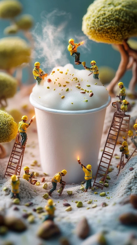 纸杯泡沫加热工人在行动