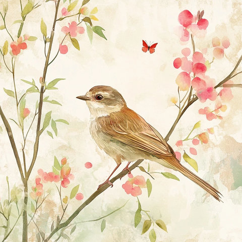 春日花开鸟鸣古屋