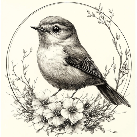 手工绘制圆圈轮廓小嘴鸟图标