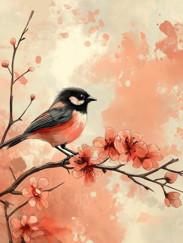 中国婚礼请柬红底鹊花图案