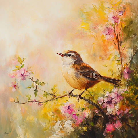 鸟儿歌唱风摇花