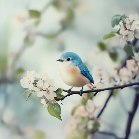 春日鸟儿枝头栖息