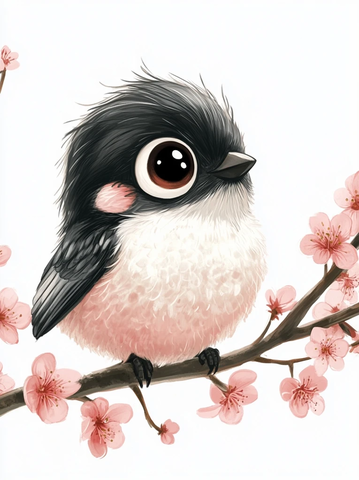 小鸟坐梅花枝粉红鳞片