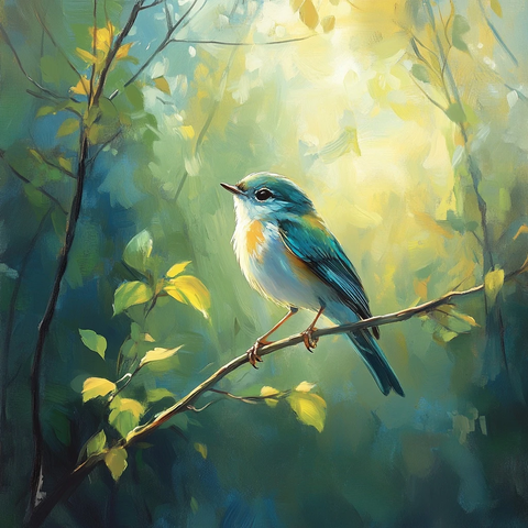 彩色鸟儿阳光下栖息