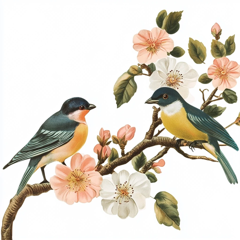 鸟语花香复古图案