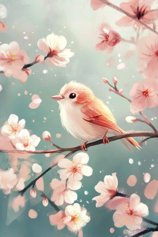 新年樱花飞舞祝福插画