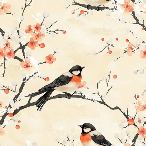 梅花雪景喜鹊图