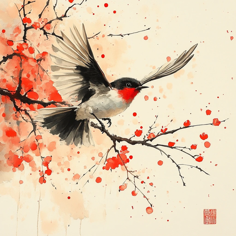 鸟飞翔枝断瞬间