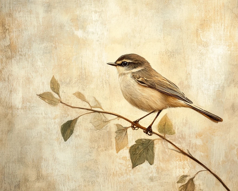 夏日的旧版鸟类图案油画