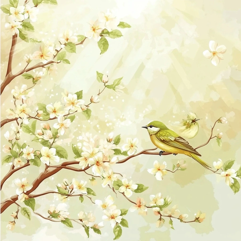 春日节日问候明信片