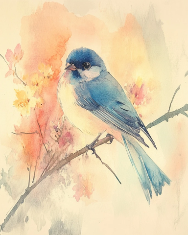 水彩鸟类静物插画