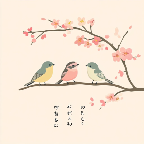 三只小鸟和风贴纸