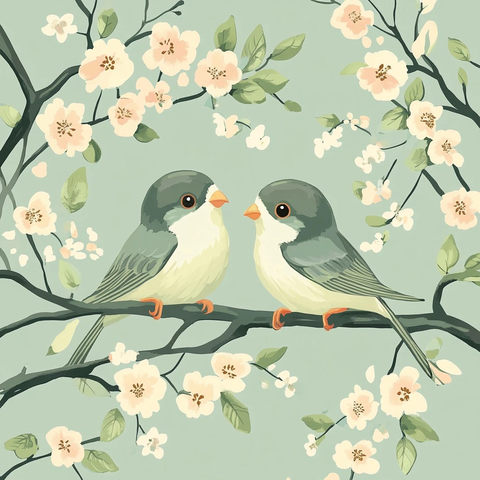 两只鸟树枝上坐着