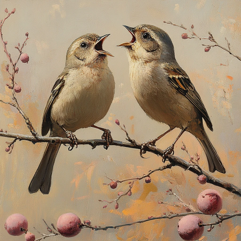 梅花枝上两只唱歌燕子