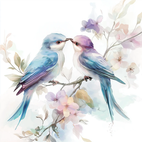 波西米亚风鸟类水彩插画