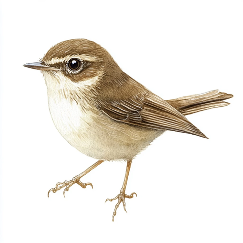 棕色林鸟水彩插画