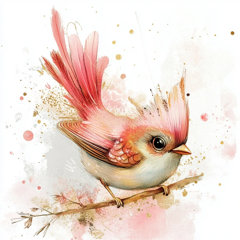 粉色金色鸟类插画