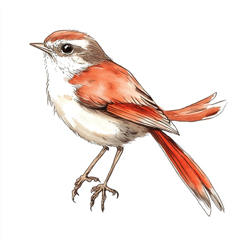 红尾鸟插画风格