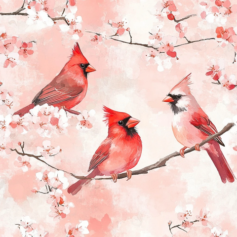 红衣主教栖息樱花枝头