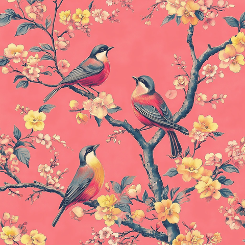 鸟语花香中式壁纸