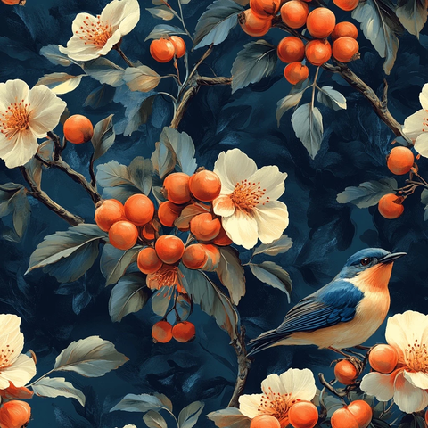 花卉鸟类插画图案