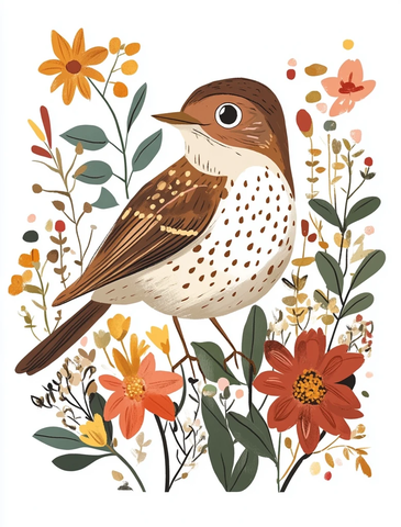 花间隐逸的知更鸟