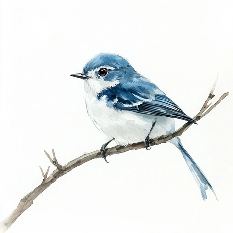 蓝鹀鸟栖息树枝