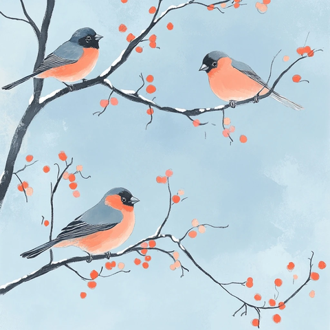 蓝鸟栖息冬日枝头