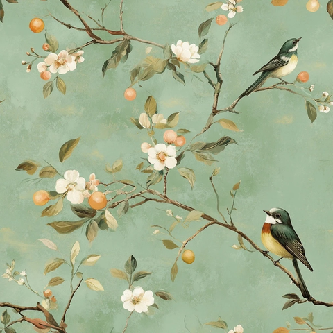 鸟语花香绿意墙饰