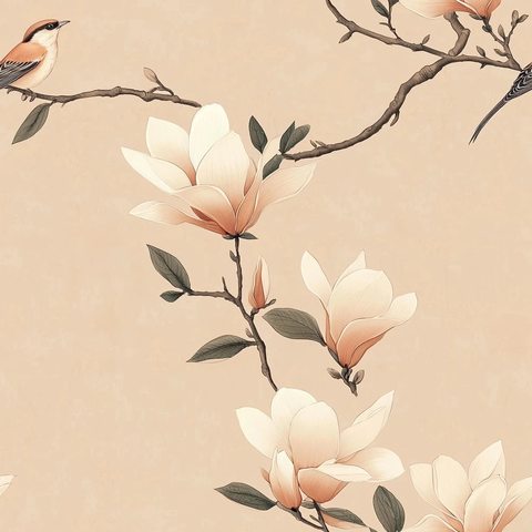 白玉兰花枝上的鸟