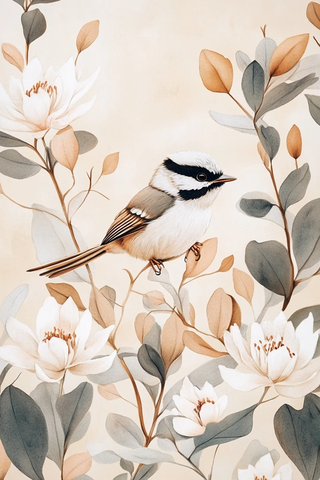 花丛中小精灵雅致插画