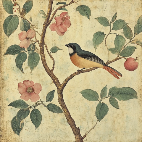 雪莲花卉水墨画