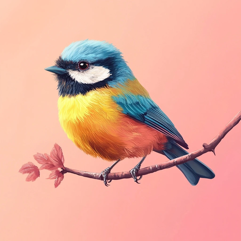 彩色鸟分支矢量插画