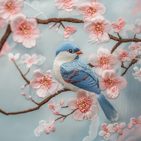 绣花蓝鸟樱花珍珠