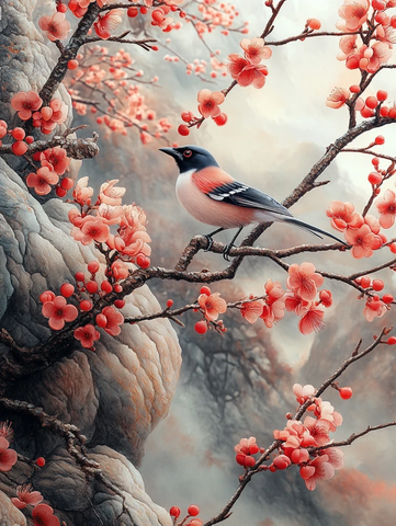 梅树祥云绣艺图