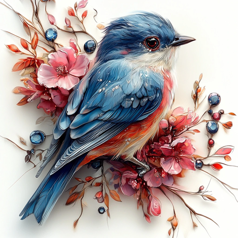 鸟羽瓷纹镶嵌宝石纹身