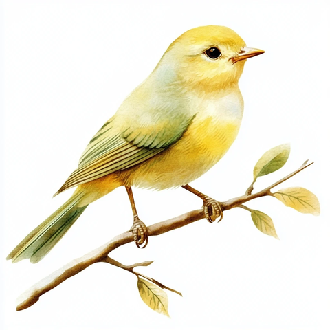 水彩鸟类插画黄白色背景