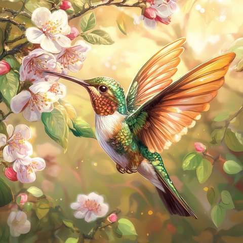 蜂鸟轻盈飞翔场景