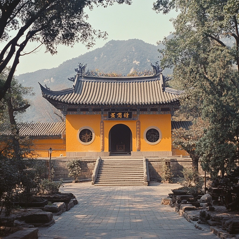 山林间的传统中式建筑庙宇