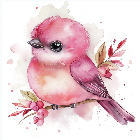 粉色鸟宝宝头戴缎带在巢中