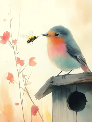 安静的知更鸟与温柔蜜蜂