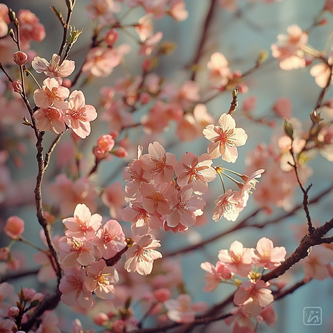 樱花树下光影斑驳