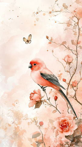 塔罗玫瑰蝴蝶水彩画