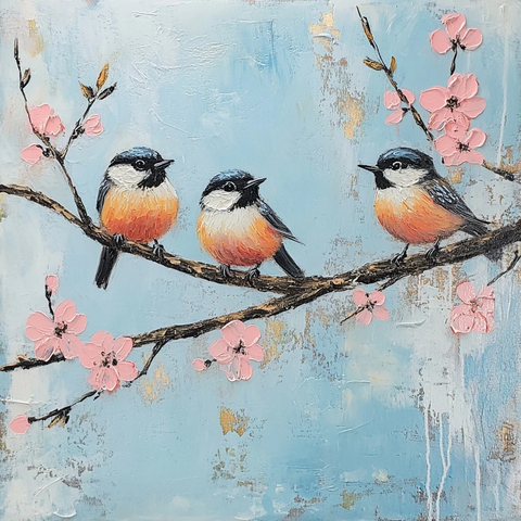 春鸟栖息海岸树枝