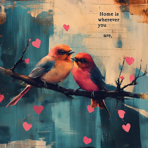 爱鸟与樱花相伴的温馨时刻