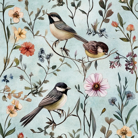 花鸟水彩画草药图案