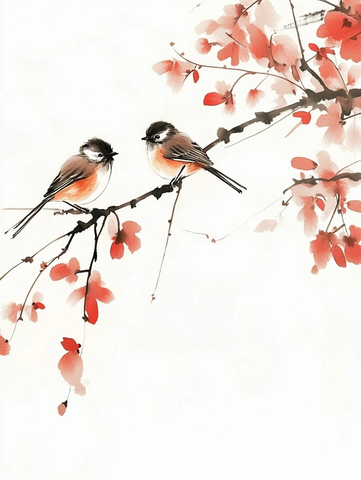 中国画风格日历插图