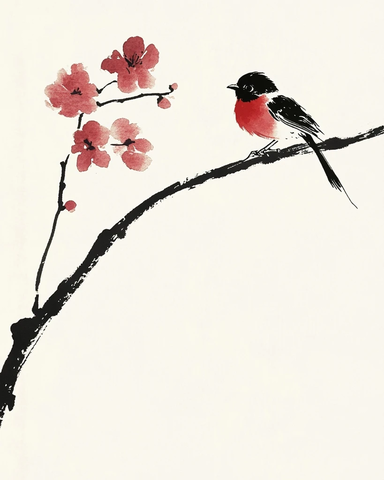 小鸟栖息兰花枝