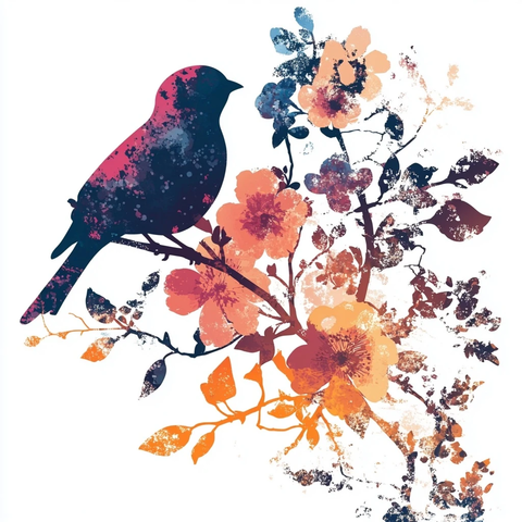 花朵鸟影设计图