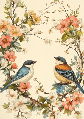 春花鸟鸣刺绣设计